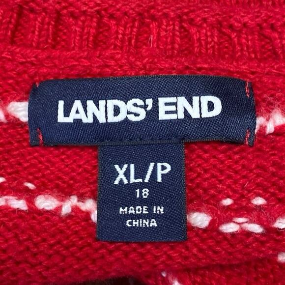 Lands' End Women's Red Winter Scene Crewneck Long Sleeve Knit Sweater Top Sz XL - Picture 3 of 3